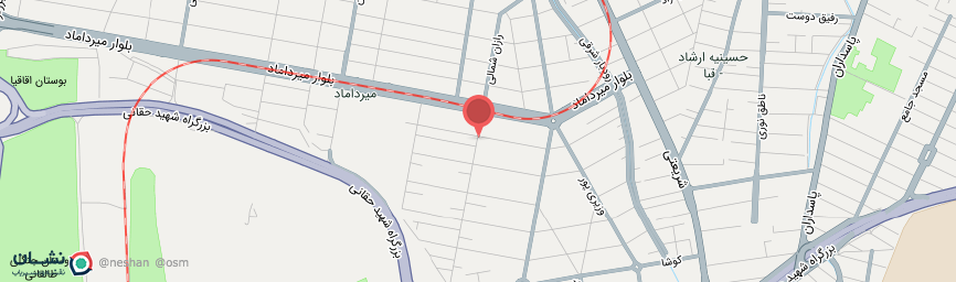 آدرس هتل آپارتمان کوروش تهران روی نقشه
