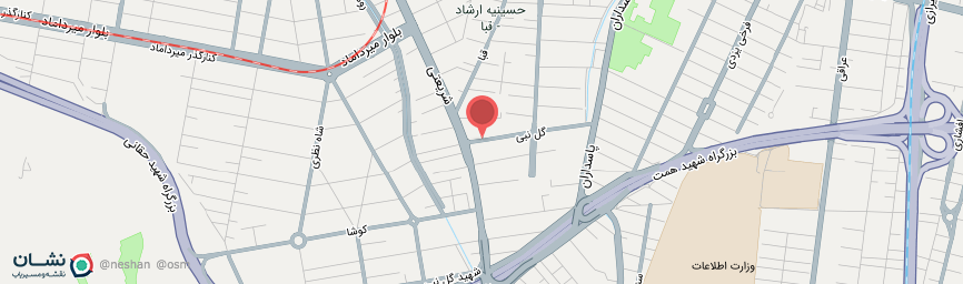 آدرس هتل آپارتمان میرداماد مدرن تهران روی نقشه