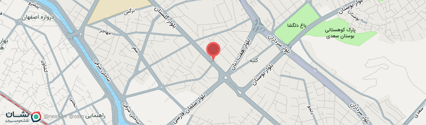 آدرس هتل آپارتمان رز ریحان شیراز روی نقشه